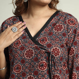 Buy Block Print Cotton Flared Ajrakh Kurta with Palazzo Set