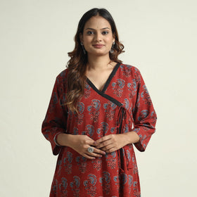 Buy Block Print Cotton Flared Ajrakh Kurta with Palazzo Set