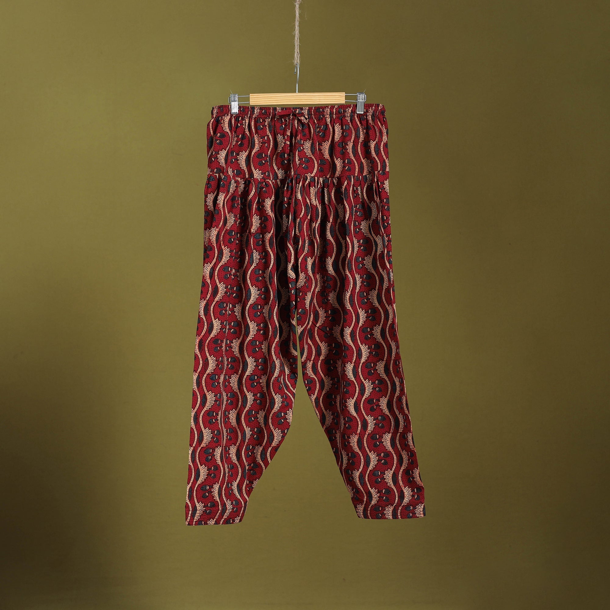 Red Block Print Cotton Natural Dyed Ajrakh Salwar
