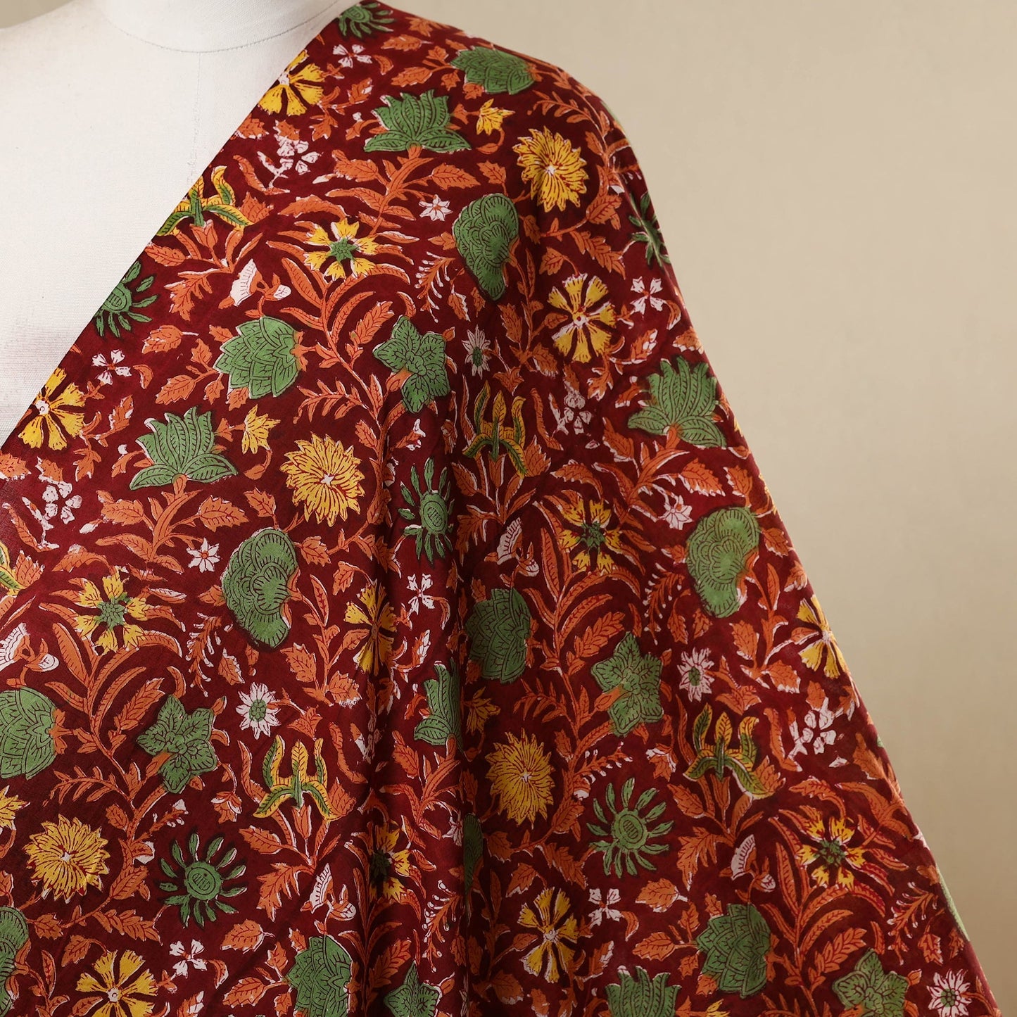 Red - cotton sanganeri fabric 06 - handcrafted