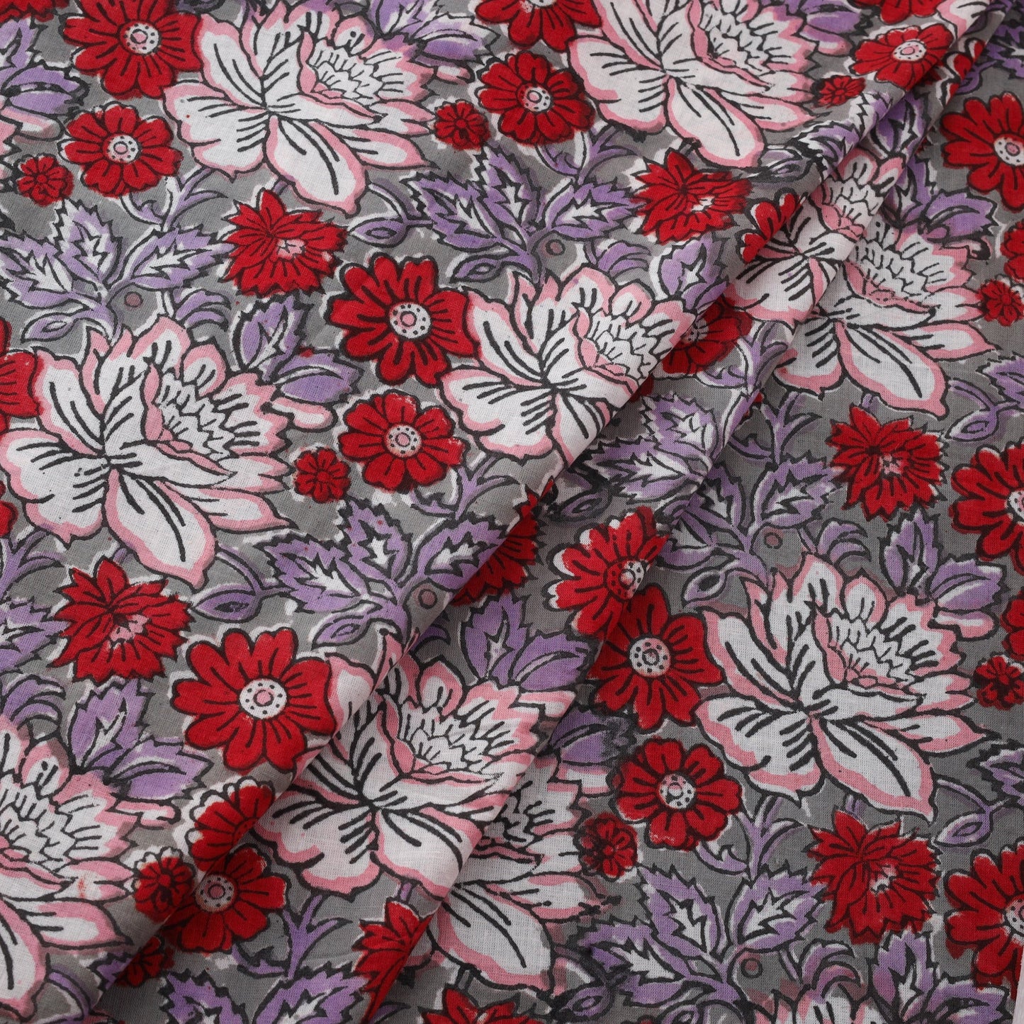 Red - cotton sanganeri fabric 07 - handcrafted