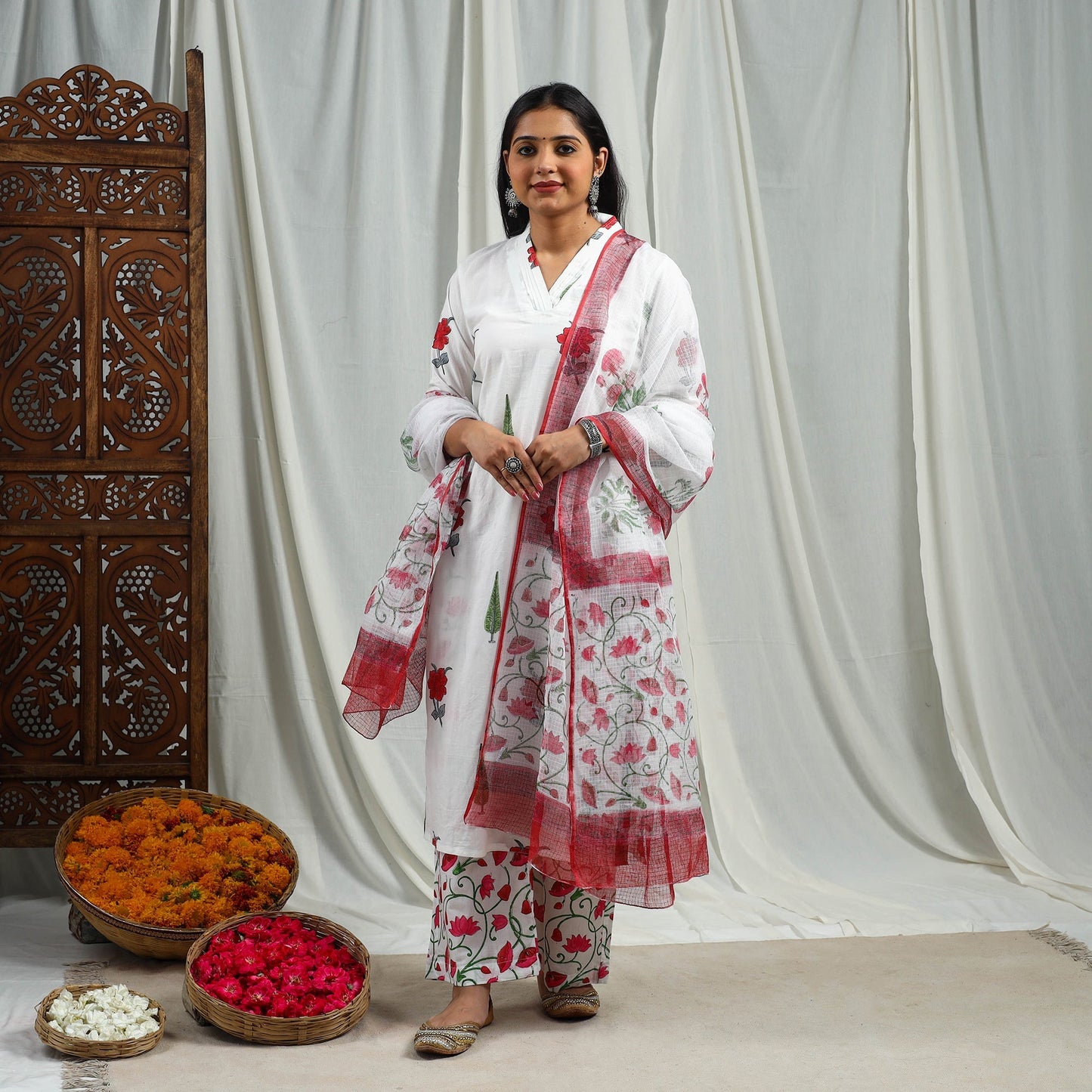  Block Print Cotton Sanganeri Kurta Set