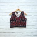 Red Block Print Cotton Stitched Ajrakh Blouse 