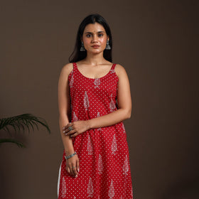 Red - cotton straight sanganeri kurta 17 - handcrafted