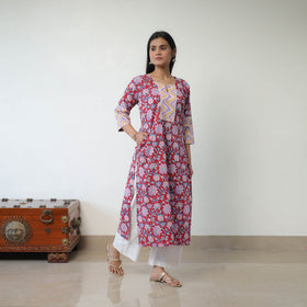 Buy Red Sanganeri Print Kurta for Women