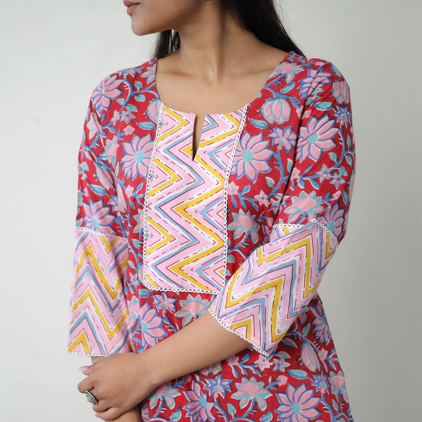 Buy Red Sanganeri Print Kurta for Women