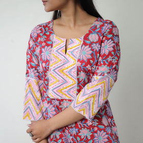 Buy Red Sanganeri Print Kurta for Women