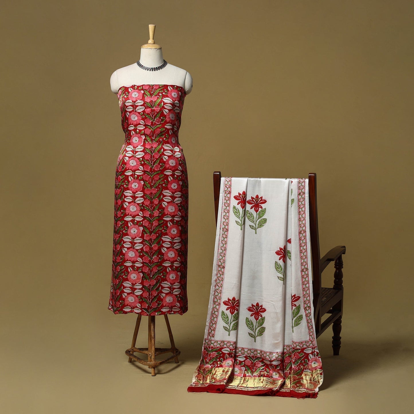 Modal silk sanganeri 2pc unstitched dress material 10