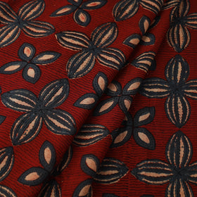 Red Block Print Mul Cotton Natural Dyed Ajrakh Fabric