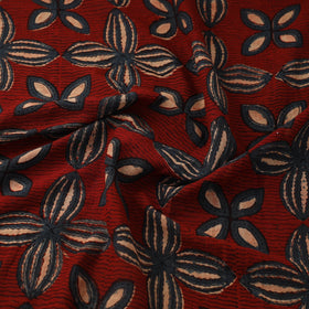 Red Block Print Mul Cotton Natural Dyed Ajrakh Fabric