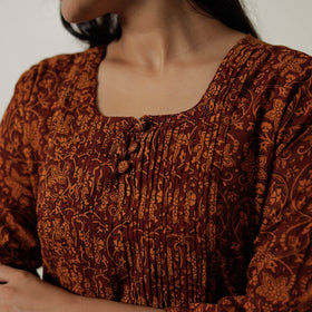 Buy Block Print Mul Cotton Straight Bagh Kurta For Women