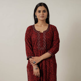  Block Print Mul Cotton Straight Bagh Kurta For Women