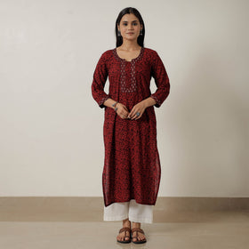  Block Print Mul Cotton Straight Bagh Kurta For Women