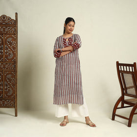 Buy Red Block Print Mul Cotton Straight Bagh Kurta for Women