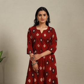 Red - natural dyed cotton a-line kurta 06 - handcrafted