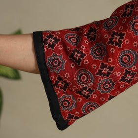 Red Block Print Natural Dyed Cotton A-Line Ajrakh Kurta