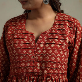 Natural dyed cotton pintuck tiered dress 03 - handcrafted