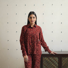 Red - printed cotton co-ord set 06 - handcrafted