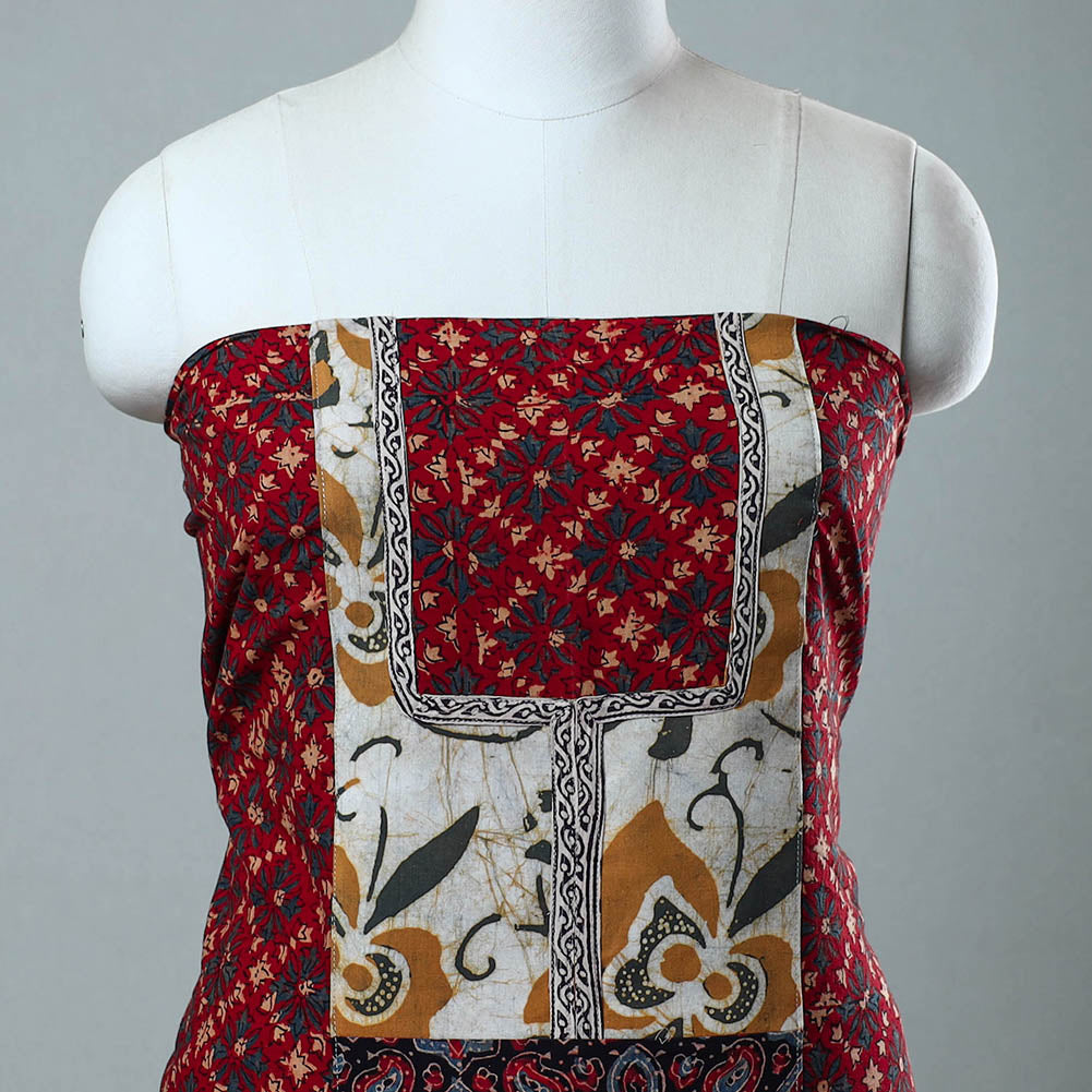 Buy Block Print Cotton Ajrakh Kurta Material Online