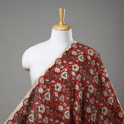 Red Block Printed Cotton Bagru Kalamkari Fabric