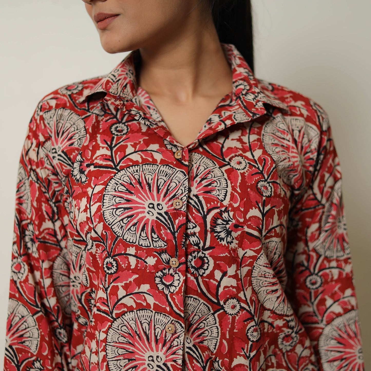 Buy Red Block Print Cotton Bagru Co-Ord Set 