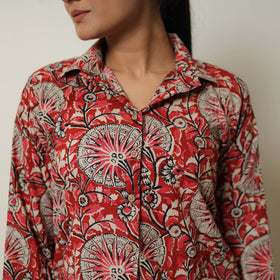 Buy Red Block Print Cotton Bagru Co-Ord Set 