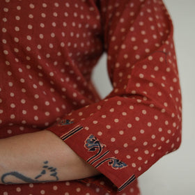 Shop Red Block Printed Cotton Straight Ajrakh Kurta Online