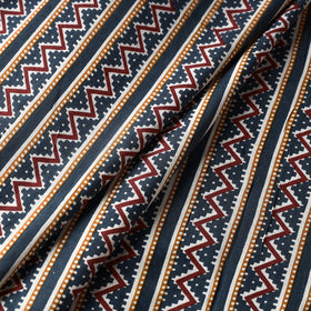 Red & Blue Striped Pattern Jaipur Print Cotton Fabric 