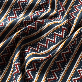 Red & Blue Striped Pattern Jaipur Print Cotton Fabric 
