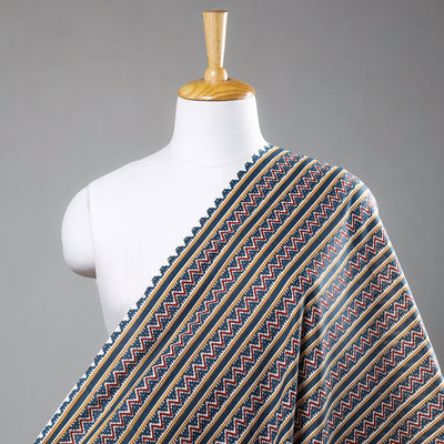 Red & Blue Striped Pattern Jaipur Print Cotton Fabric 