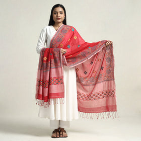  Bolpur Kantha Embroidery Cotton Handloom Dupatta with Tassels Online at iTokri.com