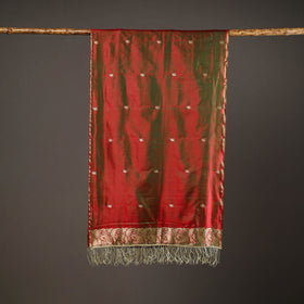 Red - Brocade Handloom Pure Silk Banarasi Stole 04