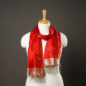  Red Brocade Handloom Pure Silk Banarasi Stole