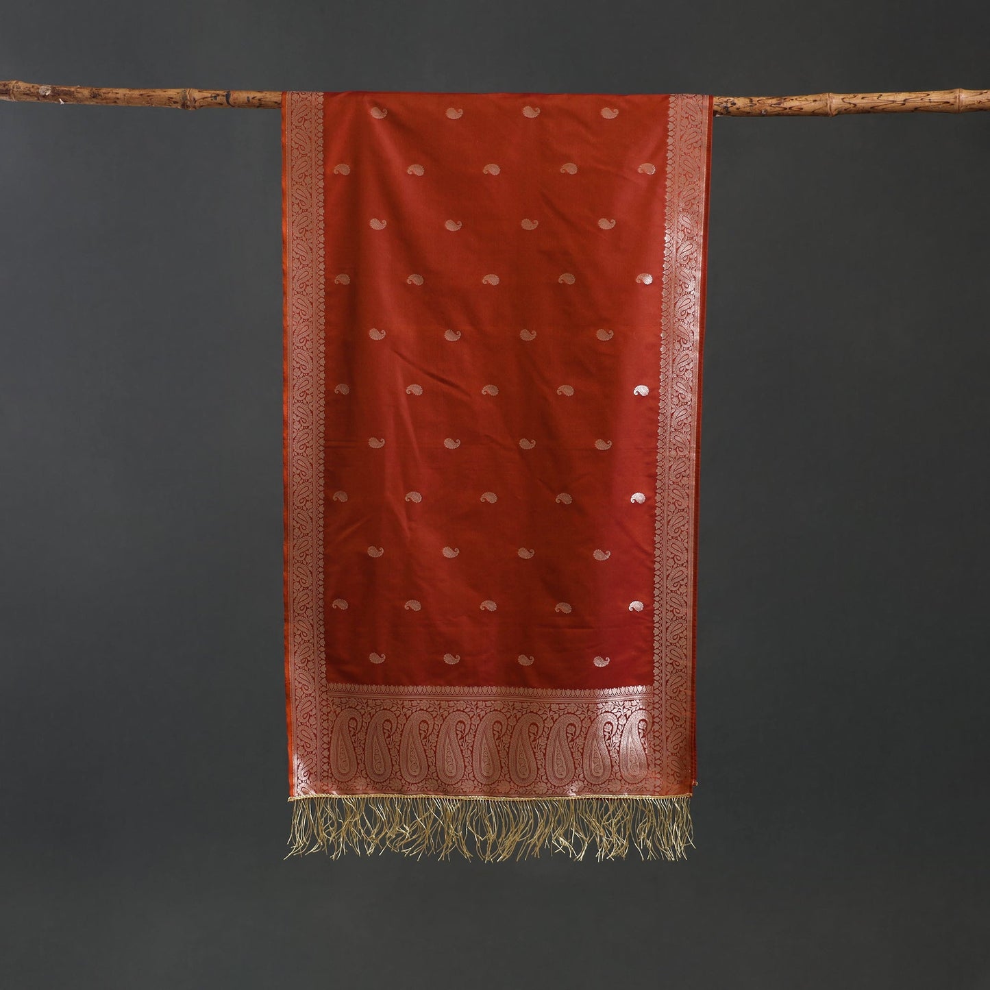 Brocade handloom semi silk banarasi stole 01 - handcrafted
