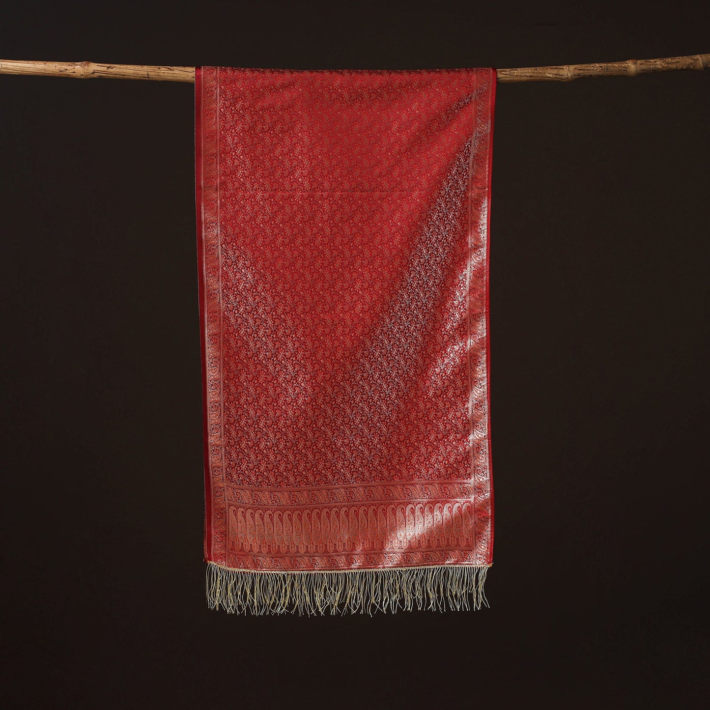 Brocade handloom semi silk banarasi stole 10 - handcrafted