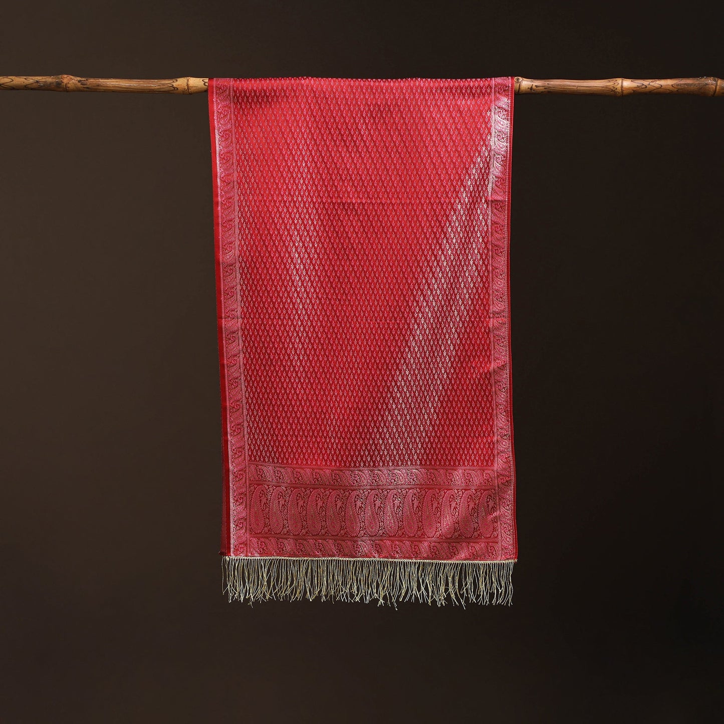 Brocade handloom semi silk banarasi stole 17 - handcrafted