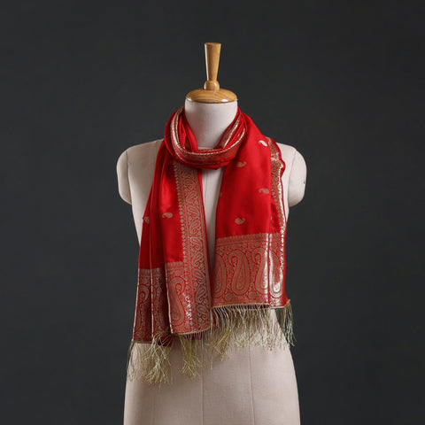 Brocade handloom semi silk banarasi stole 18 - handcrafted