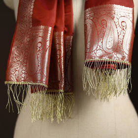 Brocade handloom semi silk banarasi stole 21 - handcrafted