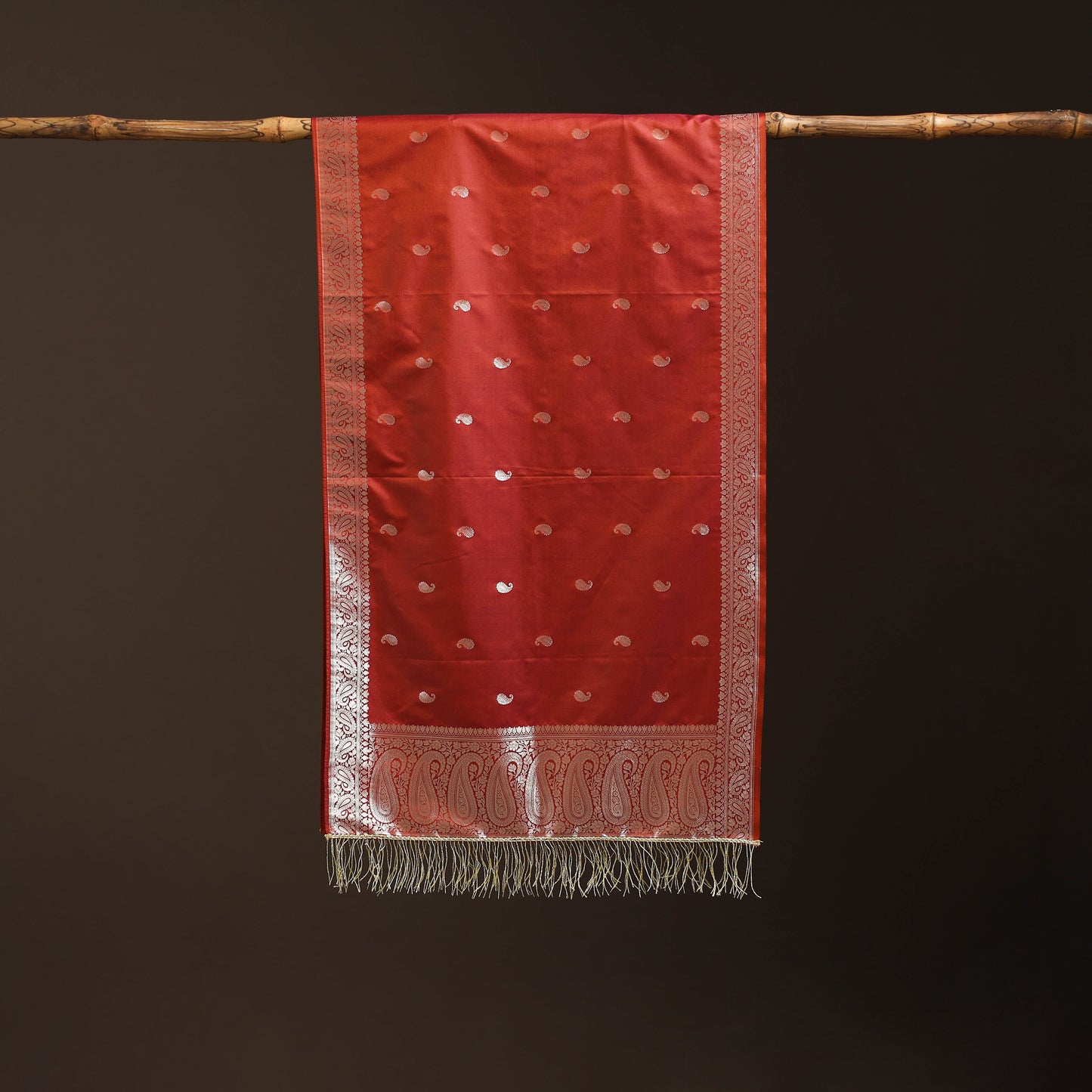 Brocade handloom semi silk banarasi stole 21 - handcrafted