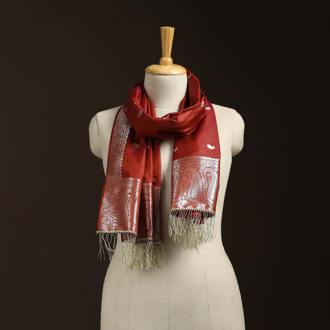 Brocade handloom semi silk banarasi stole 21 - handcrafted