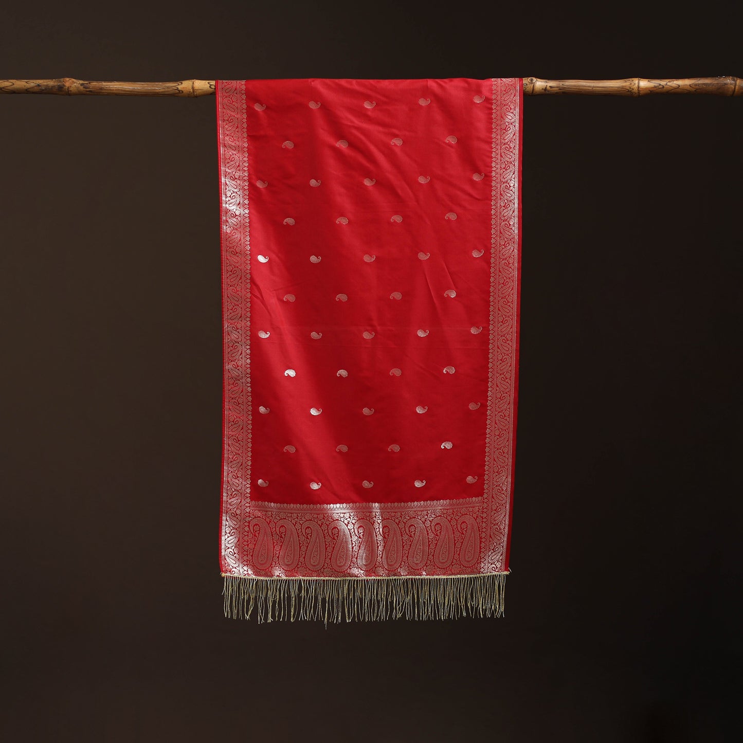 Brocade handloom semi silk banarasi stole 22 - handcrafted