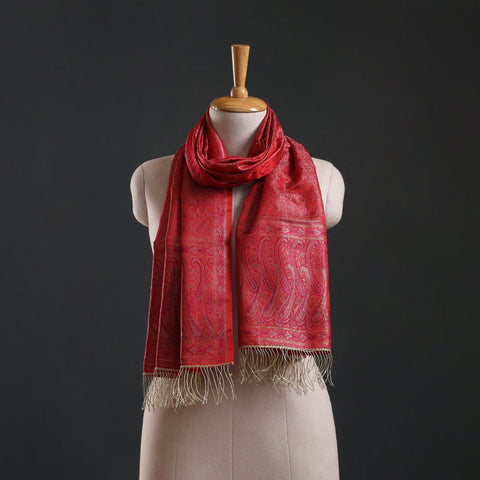 Brocade handloom semi silk banarasi stole 32 - handcrafted