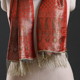 Brocade handloom semi silk banarasi stole 33 - handcrafted