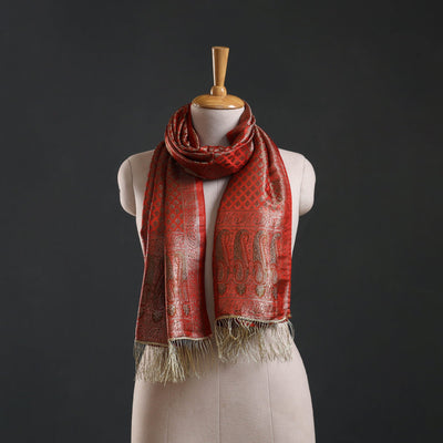 Brocade handloom semi silk banarasi stole 33 - handcrafted