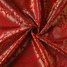Red - brocade silk banarasi fabric 13 - handcrafted