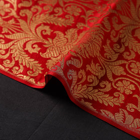 Red - brocade silk banarasi fabric 13 - handcrafted
