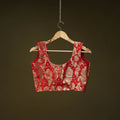 Red - brocade silk banarasi stitched blouse 08 - handcrafted
