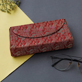 Red Brocade Silk Fabric Embellished Spectacle Case