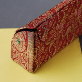 Red Brocade Silk Fabric Embellished Spectacle Case