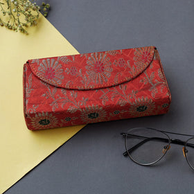 Red Brocade Silk Fabric Embellished Spectacle Case